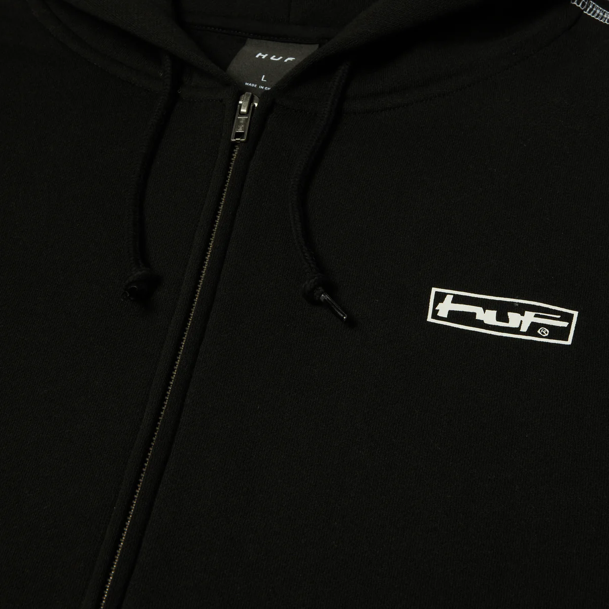 HUF Hoody Stretch Zip Noir – Confort stretch et style sobre